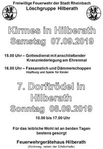 Plakat zur Kirmes in Hilberath 2019